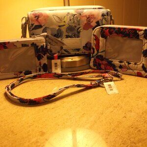 Vera Bradley Vineyard Floral Bundle — Crossbody, 2 ID Zip Cases, Lanyard